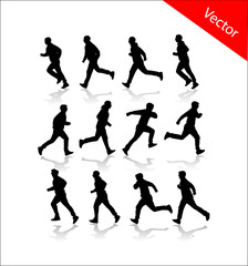 Running vector silhouettes