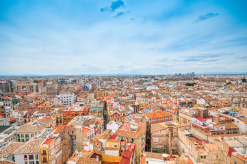 Fototapeta na wymiar Aerial view of Valencia, Spain under blue sky