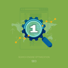 Obraz premium Search engine optimization process vector illustration. Flat