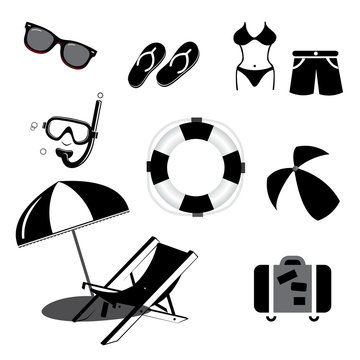 color Summer Icons with White Background vector