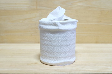 White tissue paper on background wood