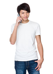 Young man talk to cellphone