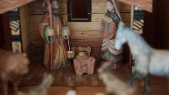 Hand carved Nativity creche