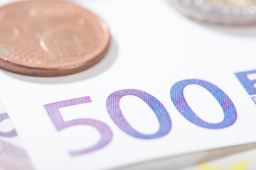 Euro closeup on 500 numbers