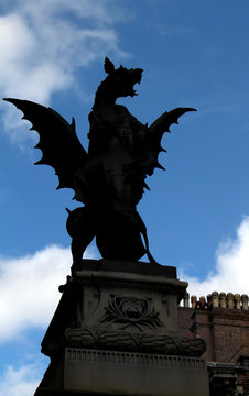 Silhouette Of Gargoyle In London England