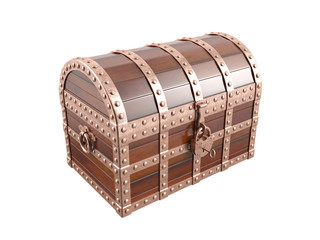 Treasure chest on white background. 3D image