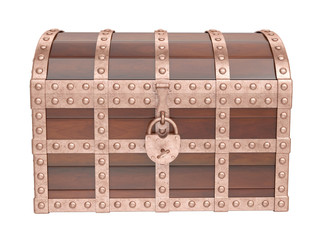 Treasure chest on white background. 3D image