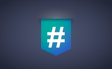long shadow ribbon icon with a hash tag