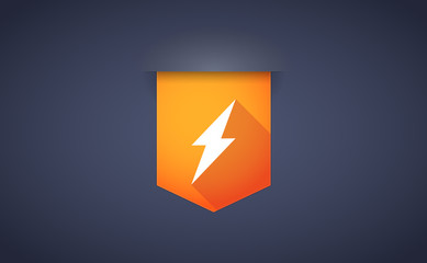 long shadow ribbon icon with a lightning