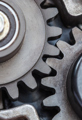 Sprocket metal gears closeup