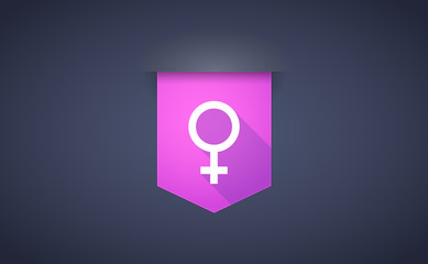 long shadow ribbon icon with a female sign