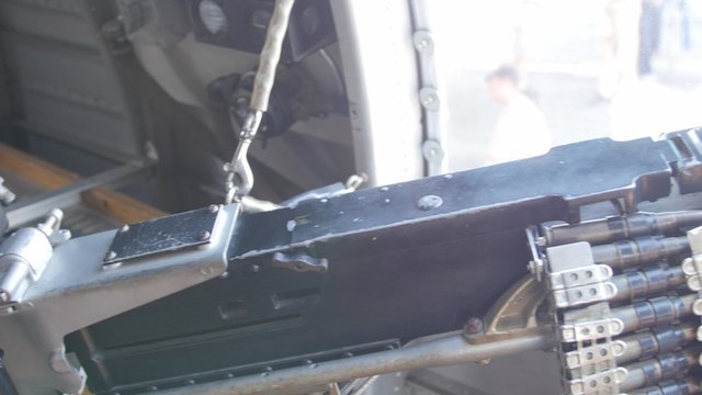 Editorial machine gun in a B17 bomber World War 2 traveling exhibit
