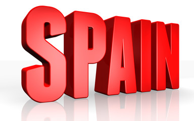 3D spain text on white background