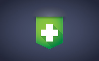 Obraz premium long shadow ribbon icon with a pharmacy sign