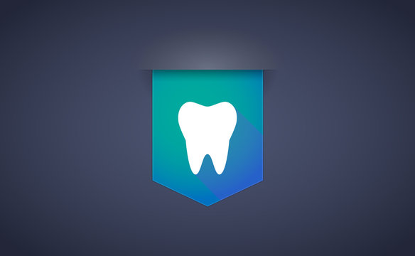 long shadow ribbon icon with a tooth