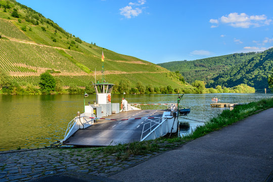 Ferry over the moselle river in Briedel, Germany
