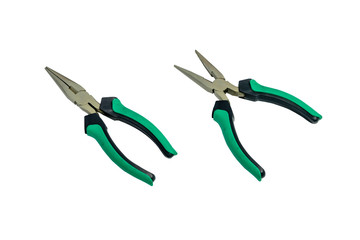 green pliers on a white background.