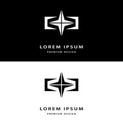 Creative icon monogram design elements with business card graceful template. Elegant line art abstract logo design. Corporate company emblem luxury style. Fashion sign symbol. Vector illustration