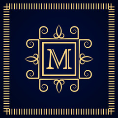 Monogram design elements, graceful template. Calligraphic elegant line art logo design. Letter emblem M. Business sign for Royalty, Boutique, Cafe, Hotel, Heraldic, Jewelry, Wine. Vector illustration