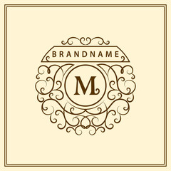 Monogram design elements, graceful template. Calligraphic elegant line art logo design. Letter emblem M for Royalty, business card, Boutique, Hotel, Restaurant, Cafe, Jewelry. Vector illustration