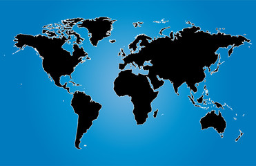 blue world maps vector illustration with country borders