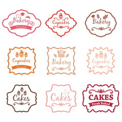 Collection of vintage retro bakery logo labels