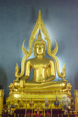 Model of Phra phuttha chinnararath in the marble temple or Wat Benchamabophit Dusitvanaram in Bangkok, Thailand
