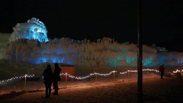 people at a ice castle