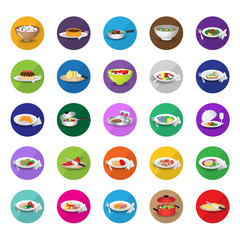 3D Flat Food Icons Set: Vector Illustration, Graphic Design. Collection Of Colorful Icons. For Web, Websites, Print, Presentation Templates, Mobile Applications And Promotional Materials