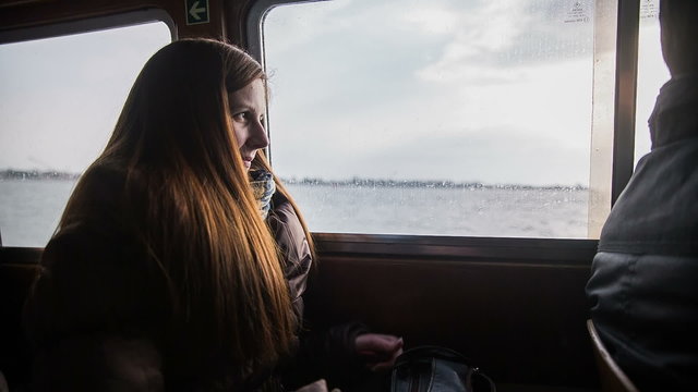 Woman enjoy ride on boat