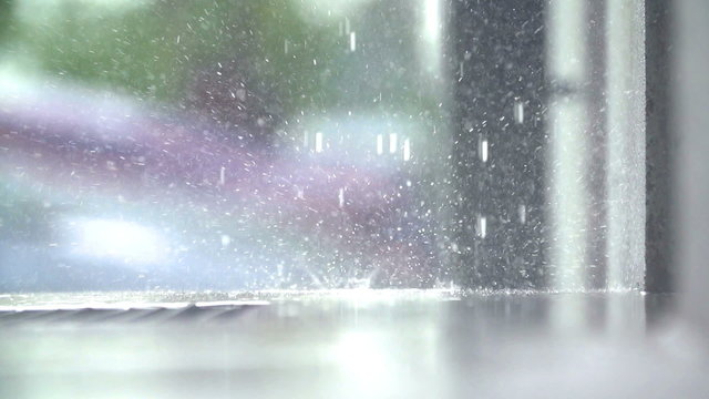 Rain Pouring on Stairs