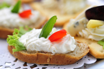 Canapes with cream cheese