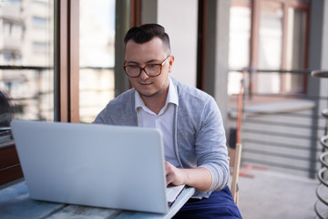 Man working in startup center outdoors