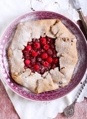Raspberry and rosemary rustic galette