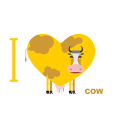 I love cow. Symbol heart of cows. Vector illustration for lovers