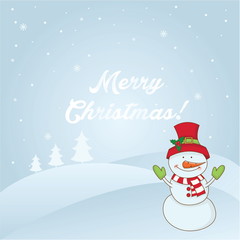 Winter landscape with Christmas motifs.Vector illustration.