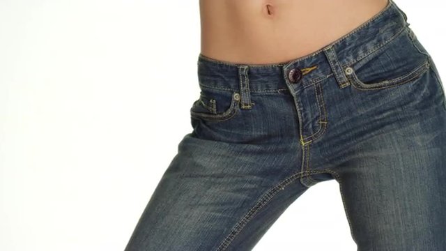 Woman in jeans moving side to side