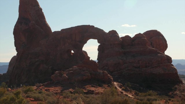 Families at turret arch in Arches National Park