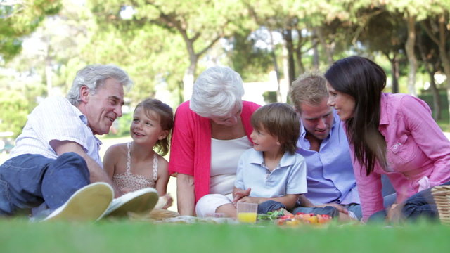 Multi Generation Family Enjoying Picnic Together