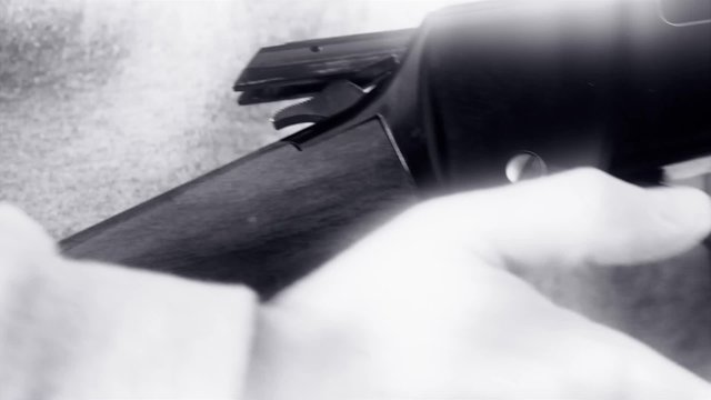 lever action rifle black and white
