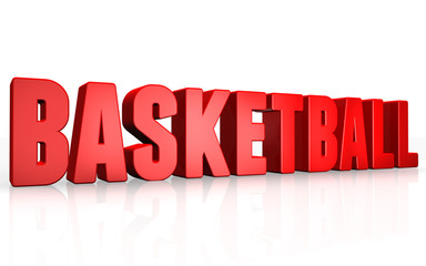 3D basketball text on white background