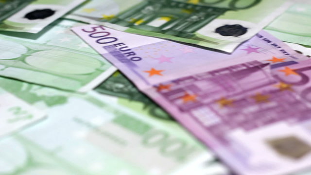 Money shot big euro banknotes