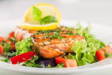 Salmon, Salad, Fillet.
