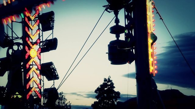 Fair Rides with Clouds in Background