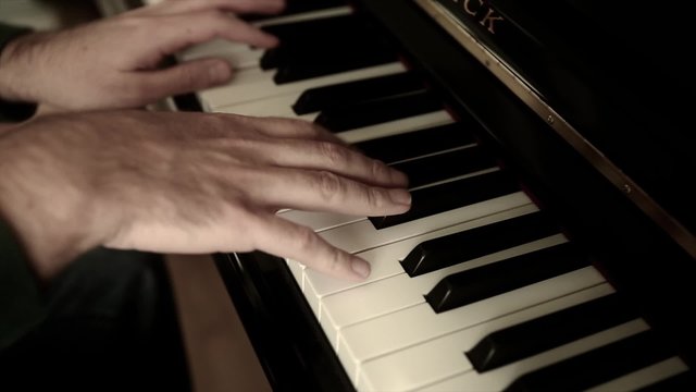 a man playing a song on the piano