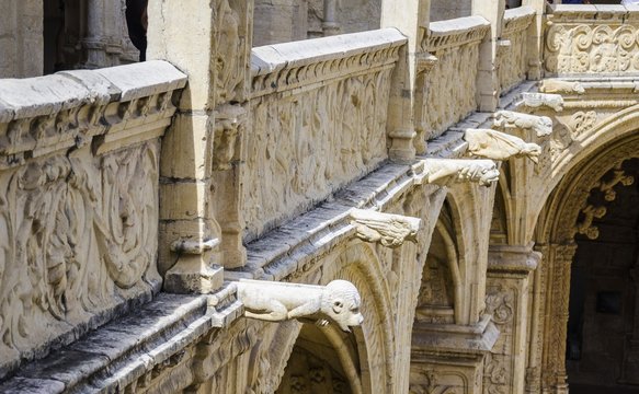 Hieronymites Monastery courtyard details in Lisbon