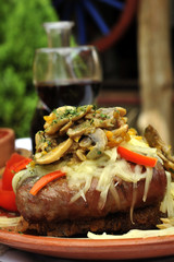 Beef steak with cream