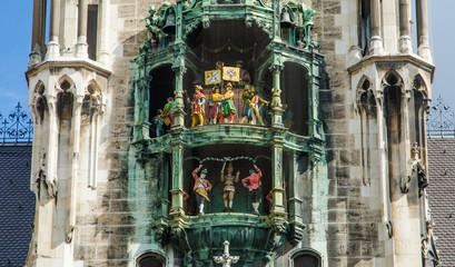 Glockenspiel in New Town Hall in Munich Germany