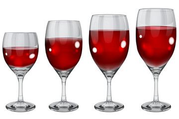 Transparent wine glasses. Translucent in vector file