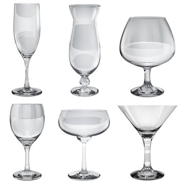 Transparent glass goblets. Translucent in vector file